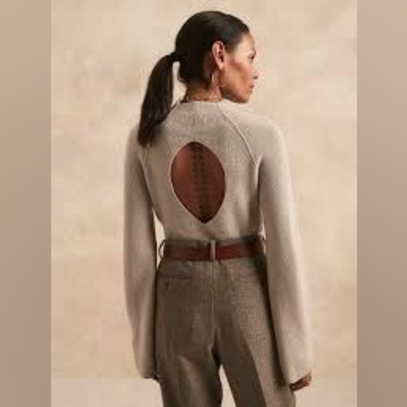 Banana Republic 100% merino sweater with back cut-out | XL | beige - Picture 1 of 7